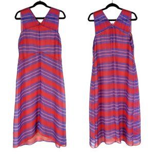 Lewit Red & Purple Striped Silk Dress